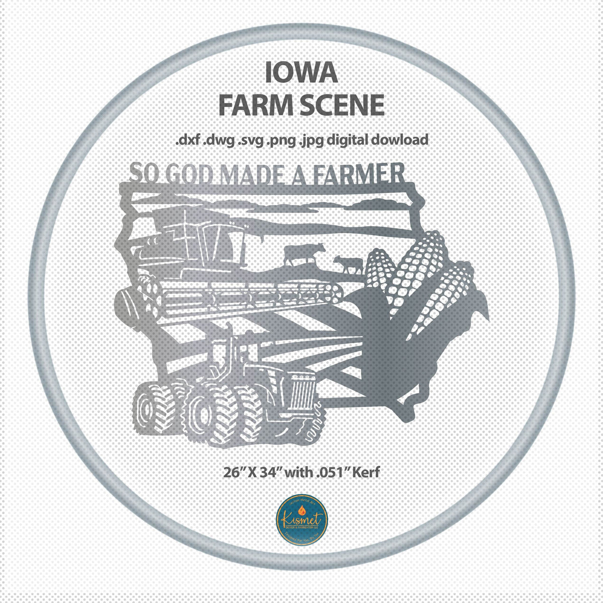 Iowa Corn So God Made a Farmer Sign DXF/SVG design preview with file details (photo 2)