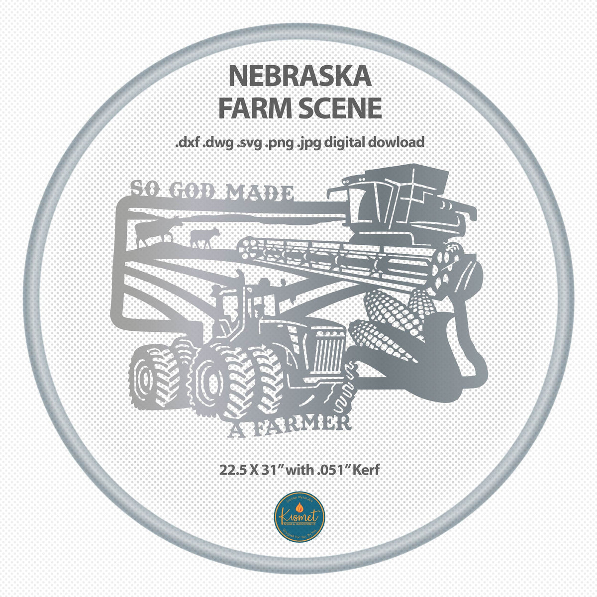 Nebraska So God Made a Farmer Sign DXF/SVG design preview with file details