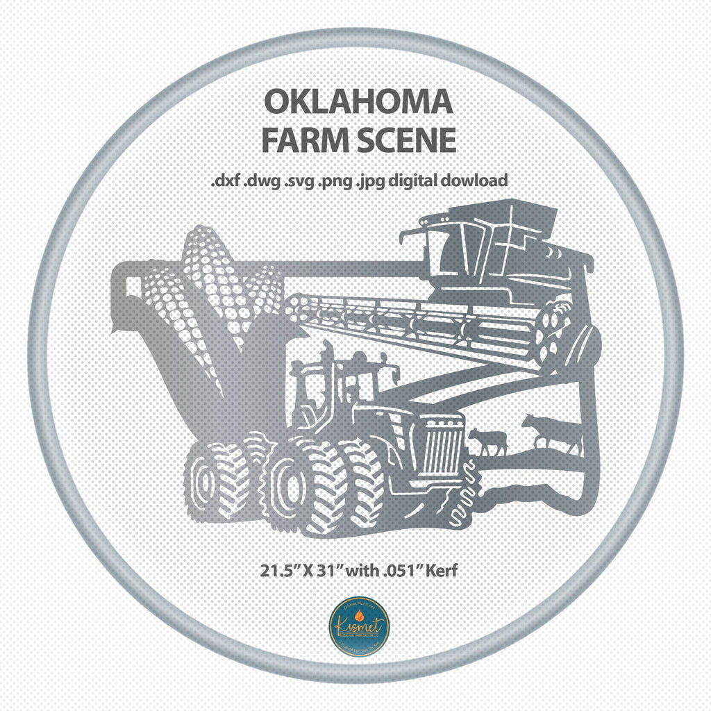 Oklahoma Farm Scene Sign, No Lettering DXF/SVG design preview with file details (photo 2)
