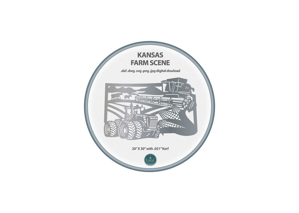 Kansas Farm Scene Sign, No Lettering DXF/SVG design preview with file details