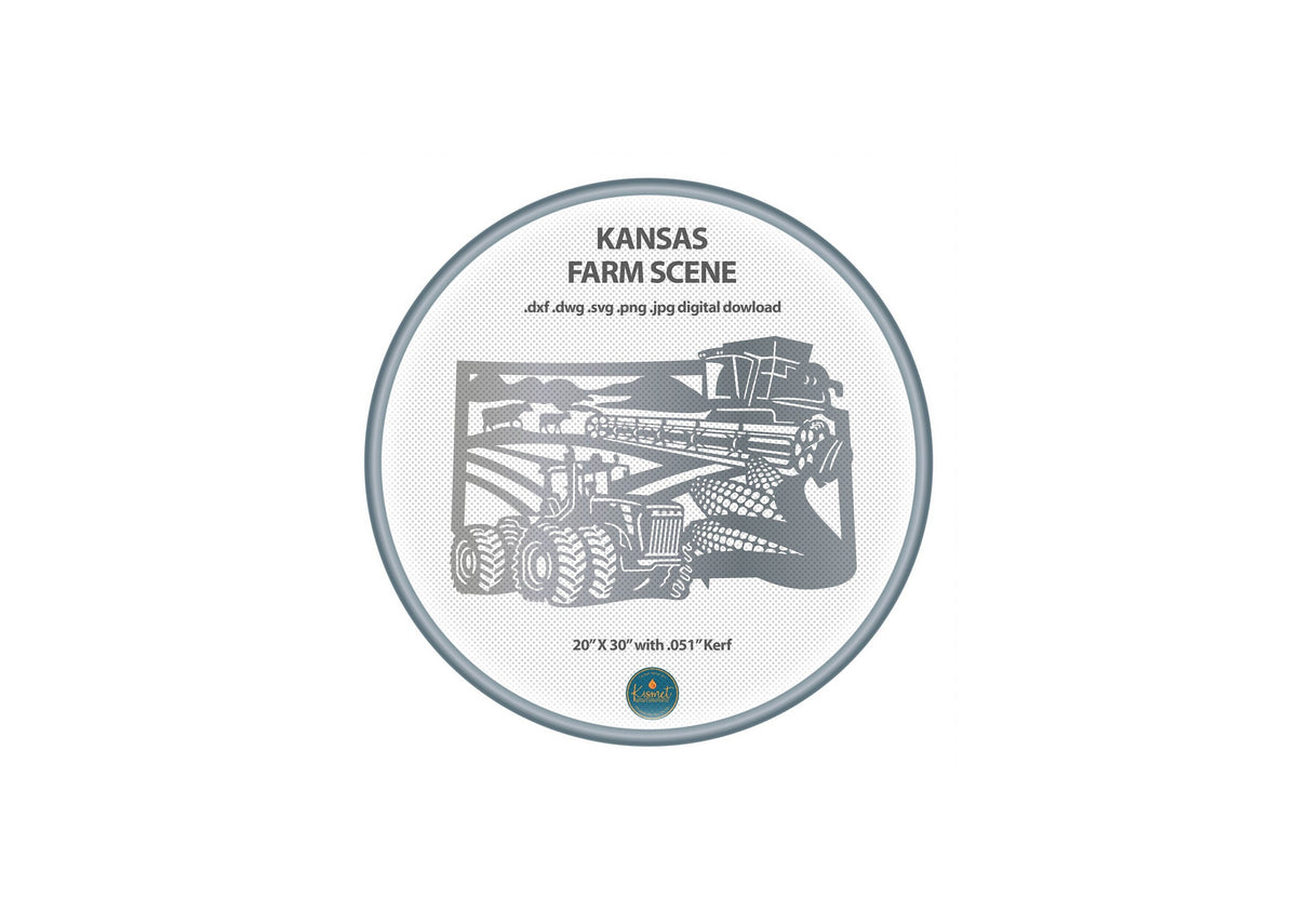 Kansas Farm Scene Sign, No Lettering DXF/SVG design preview with file details