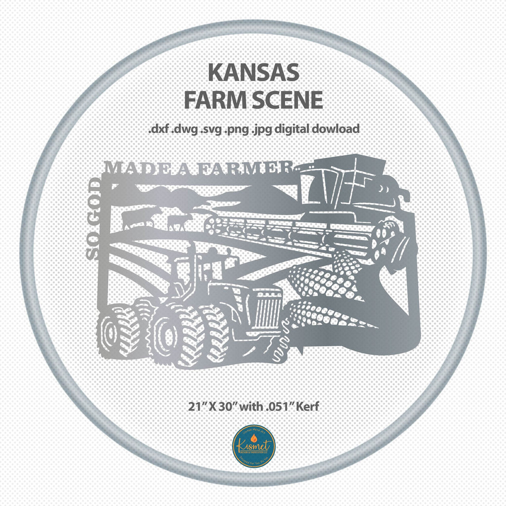 Kansas So God Made a Farmer Sign DXF/SVG design preview with file details (photo 2)