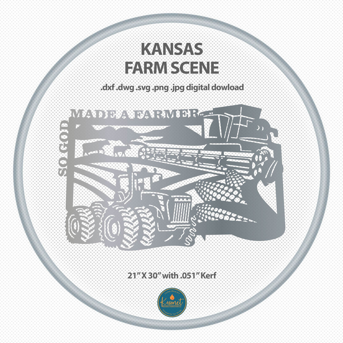 Kansas So God Made a Farmer Sign DXF/SVG design preview with file details (photo 2)