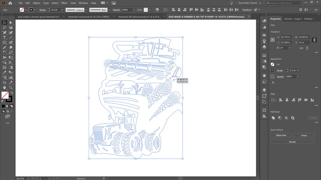 Illinois Farm Scene Sign, No Lettering vector paths in design software (photo 8)