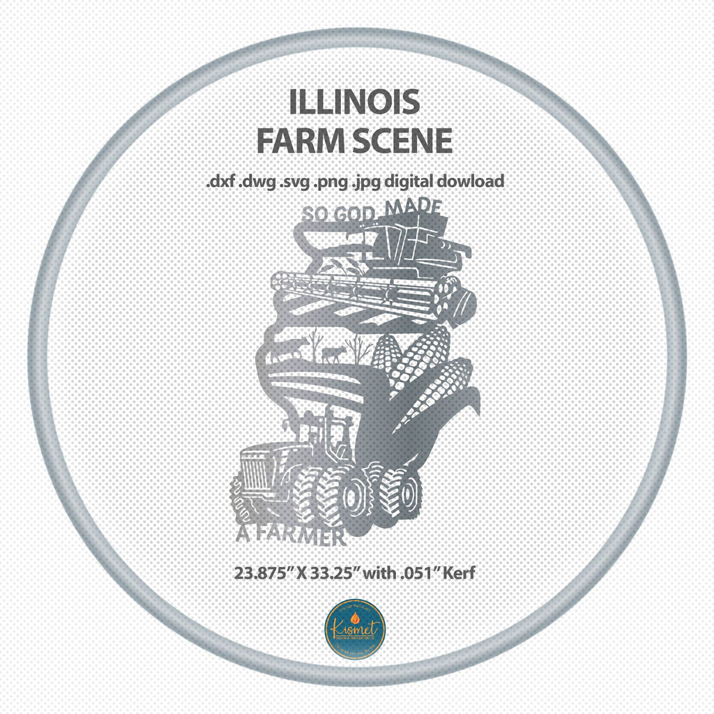 Illinois So God Made a Farmer Sign DXF/SVG design preview with file details (photo 2)