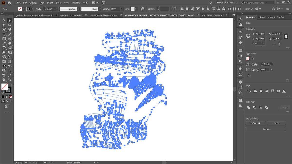 Illinois So God Made a Farmer Sign vector paths in design software