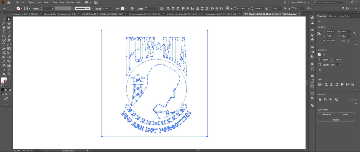 POW MIA Sign vector paths in design software (photo 6)
