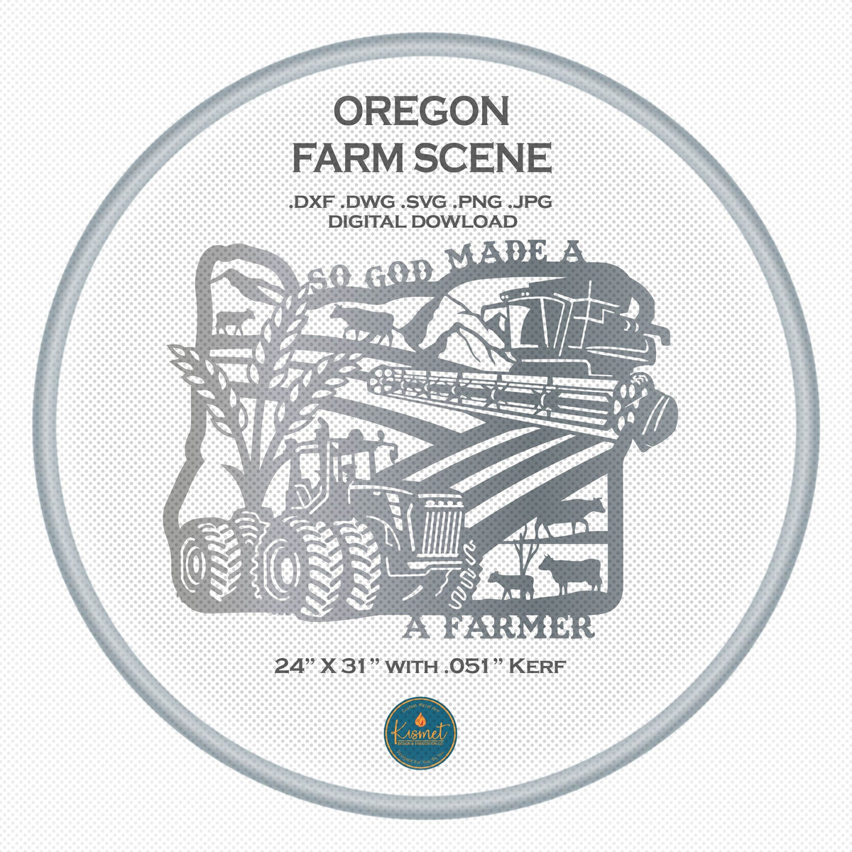 Oregon So God Made a Farmer Sign DXF/SVG design preview with file details (photo 3)