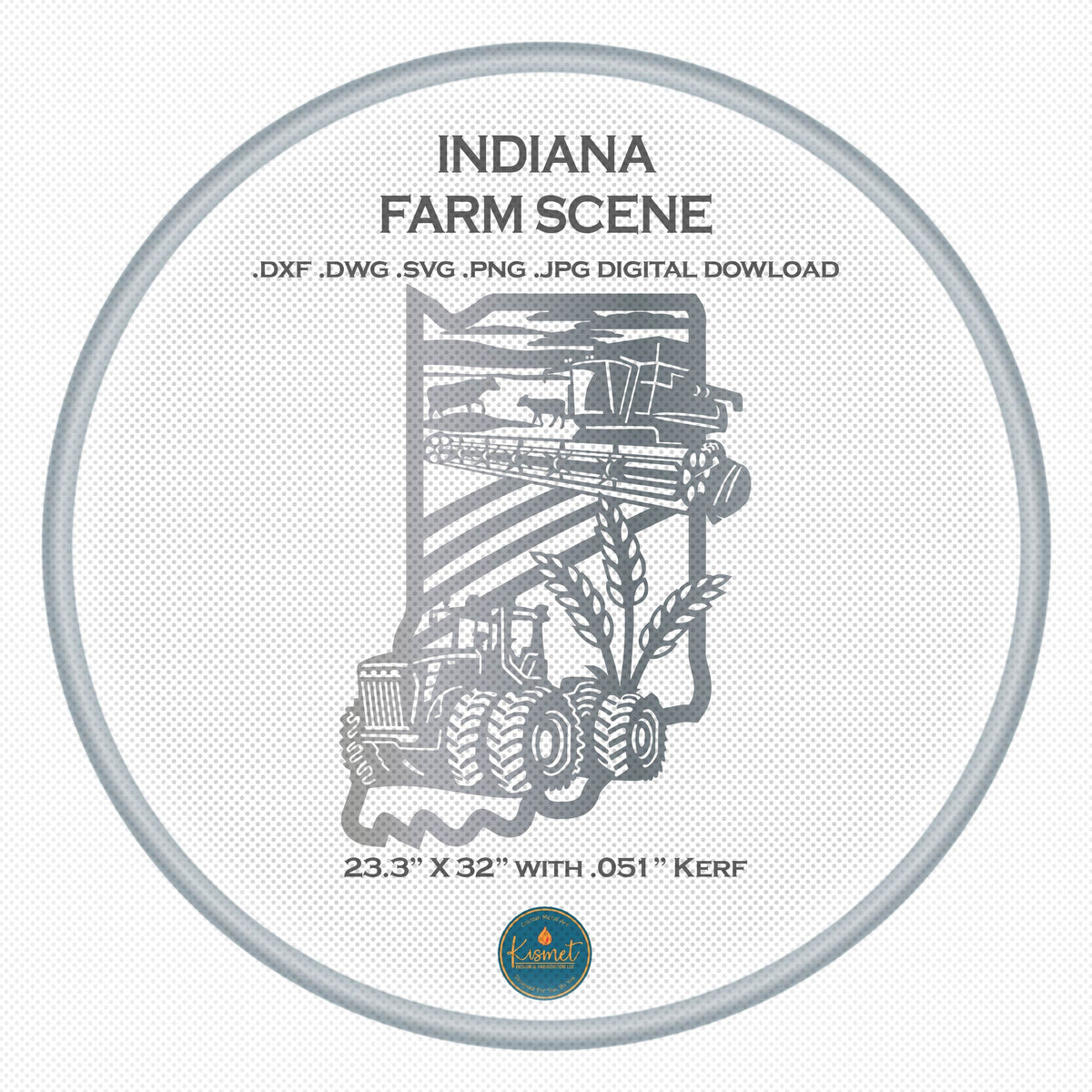 Indiana Farm Scene Sign, No Lettering DXF/SVG design preview with file details (photo 2)