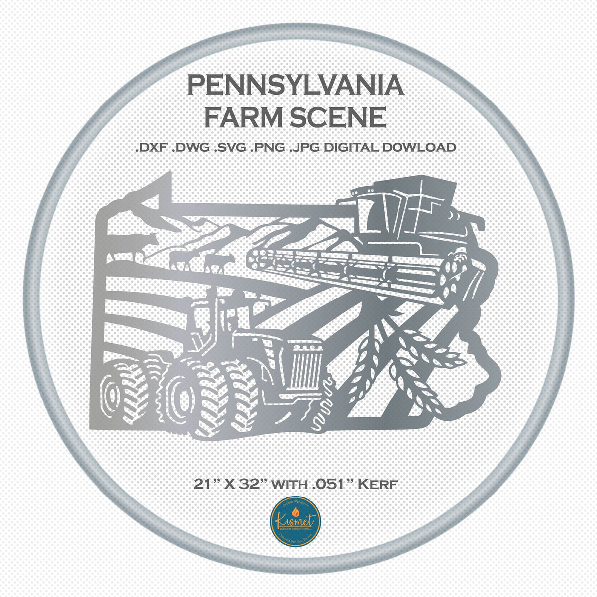 Pennsylvania Farm Scene Sign, No Lettering DXF/SVG design preview with file details (photo 3)