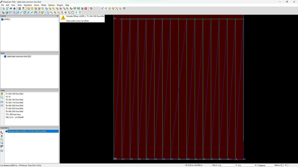 16 Plasma Table Cutting Slats 52 × 3 vector paths in design software (photo 5)