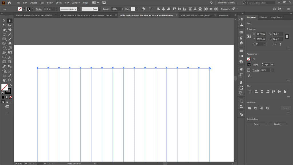 16 Plasma Table Cutting Slats 52 × 3 vector paths in design software (photo 6)