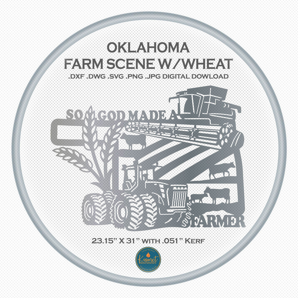Oklahoma Wheat So God Made a Farmer Sign DXF/SVG design preview with file details (photo 2)