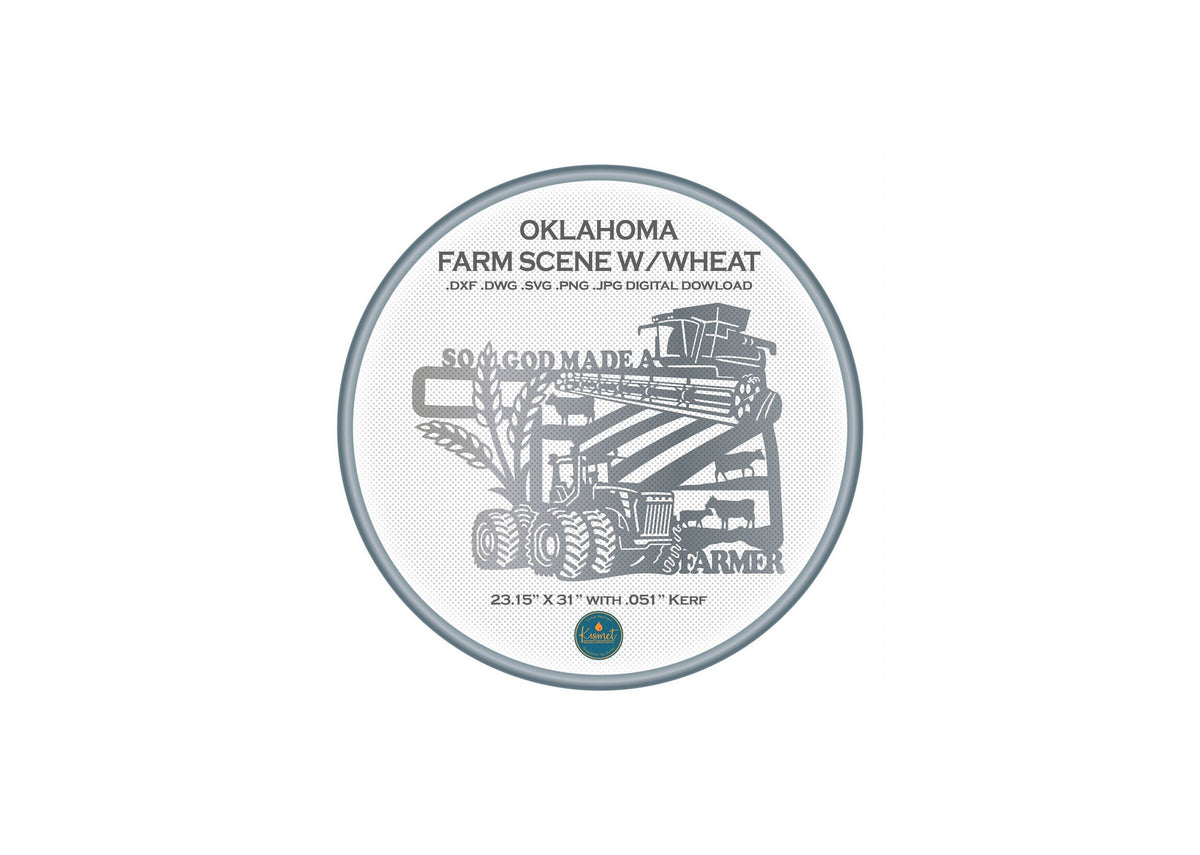 Oklahoma Wheat So God Made a Farmer Sign DXF/SVG design preview with file details