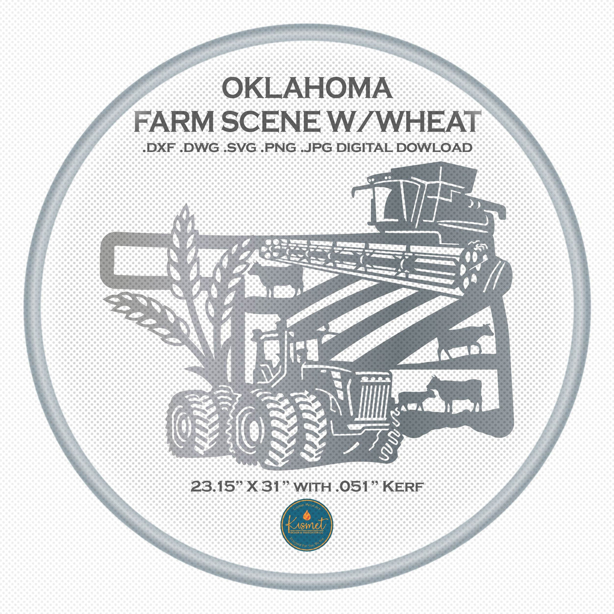 Oklahoma Wheat Farm Scene Sign, No Lettering DXF/SVG design preview with file details (photo 3)