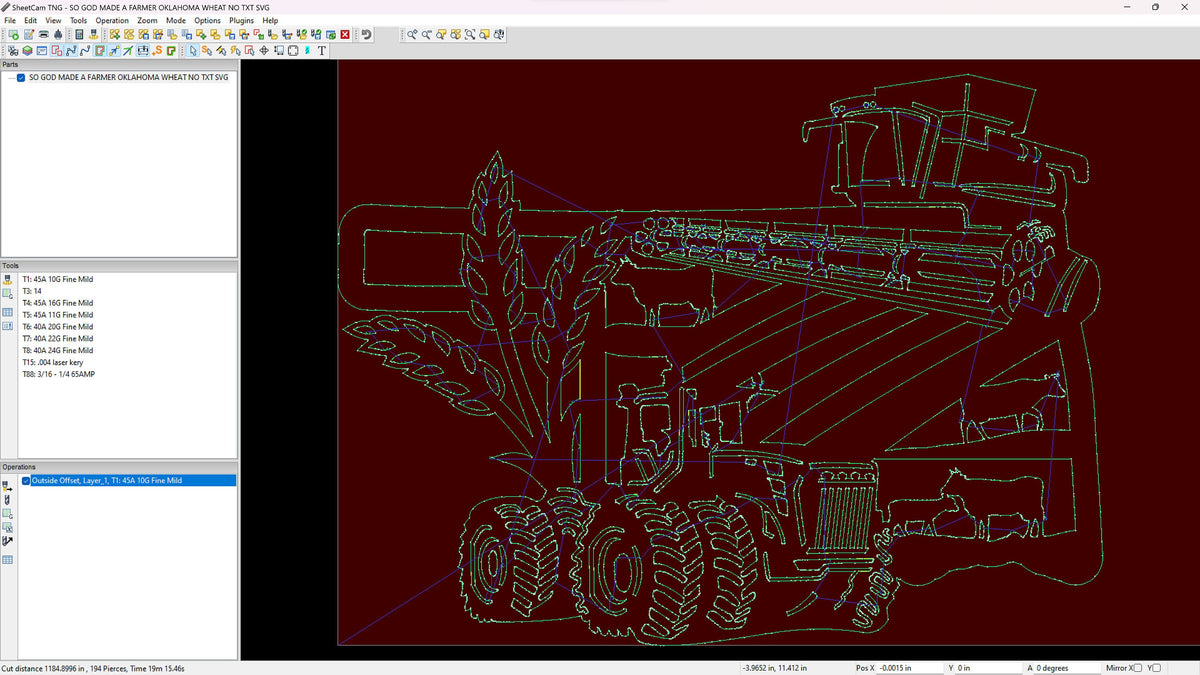 Oklahoma Wheat Farm Scene Sign, No Lettering vector paths in design software (photo 4)