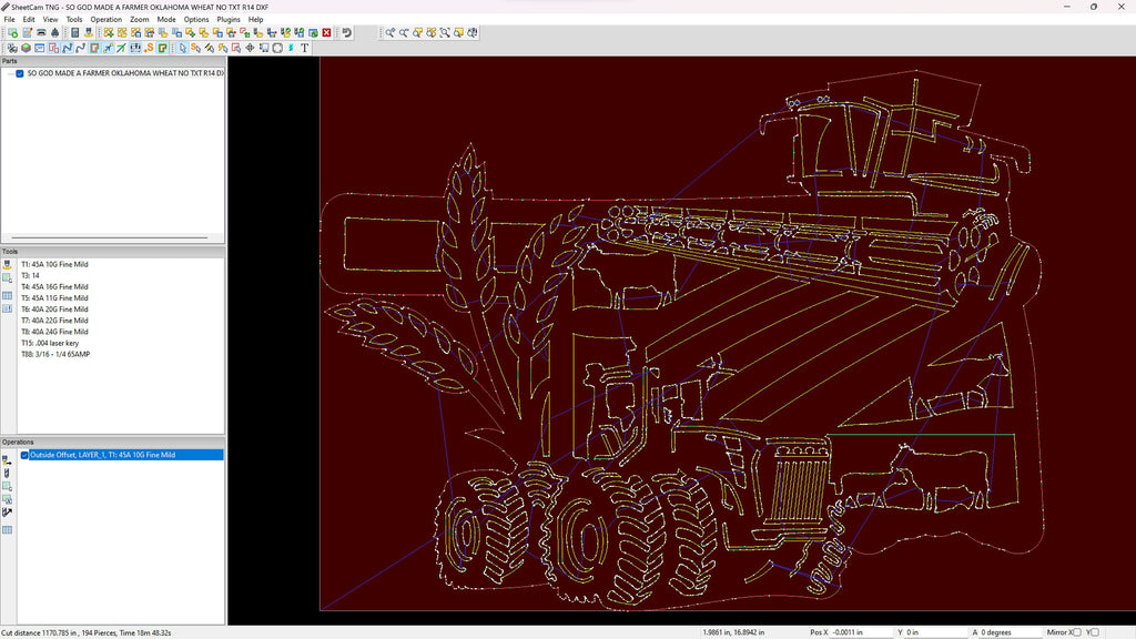 Oklahoma Wheat Farm Scene Sign, No Lettering vector paths in design software (photo 7)