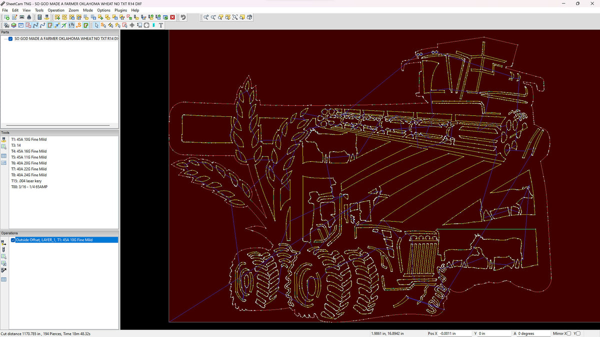 Oklahoma Wheat Farm Scene Sign, No Lettering vector paths in design software (photo 7)