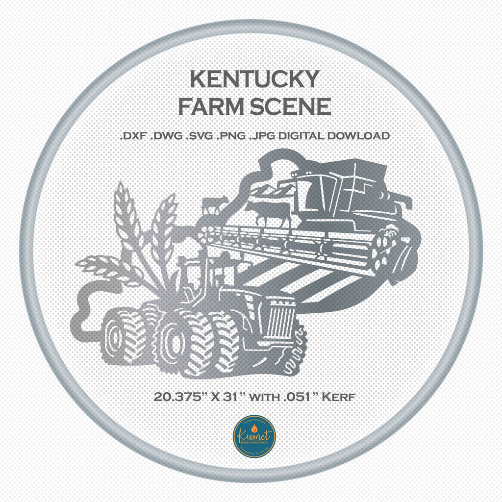 Kentucky Farm Scene Sign, No Lettering DXF/SVG design preview with file details (photo 2)