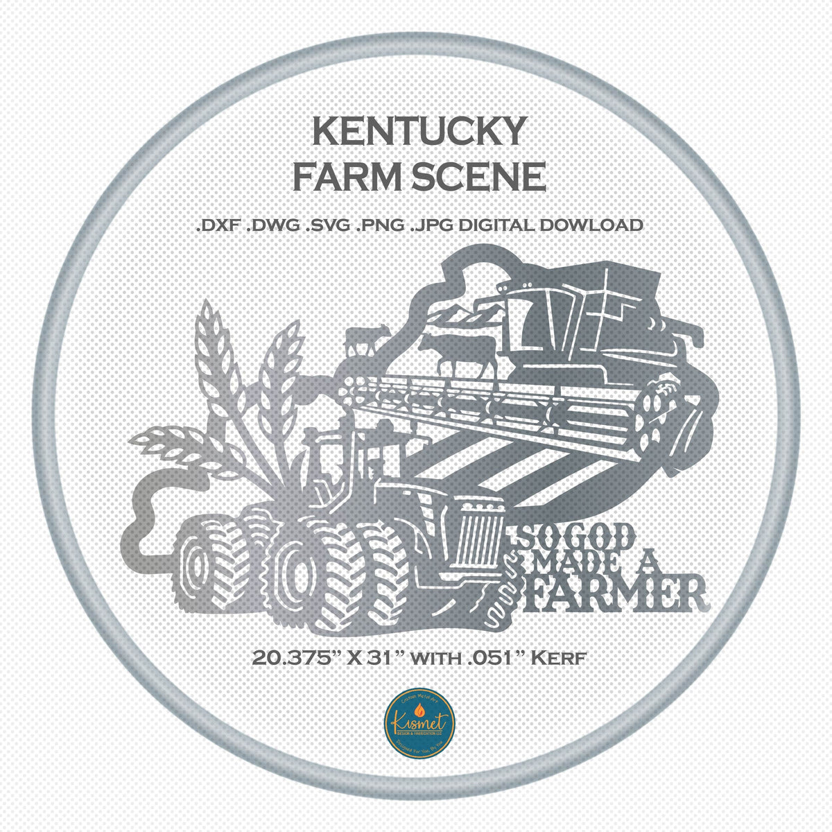 Kentucky So God Made a Farmer Sign DXF/SVG design preview with file details (photo 2)
