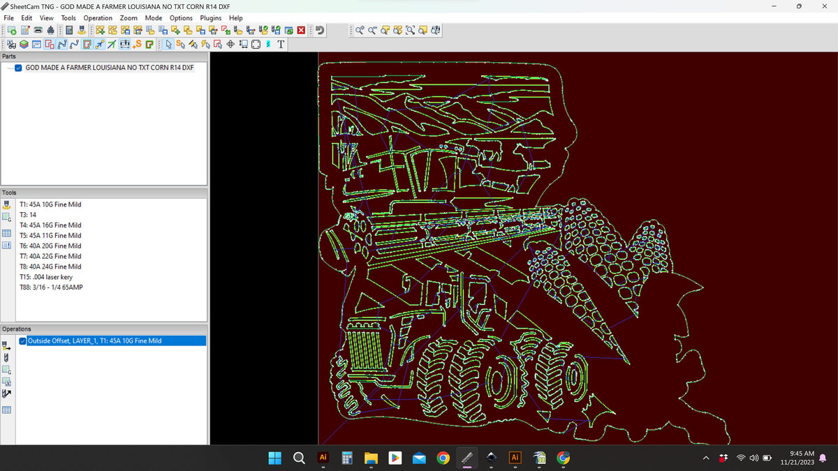 Louisiana Farm Scene Sign, No Lettering vector paths in design software (photo 5)