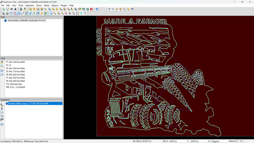 Louisiana So God Made a Farmer Sign vector paths in design software (photo 10)