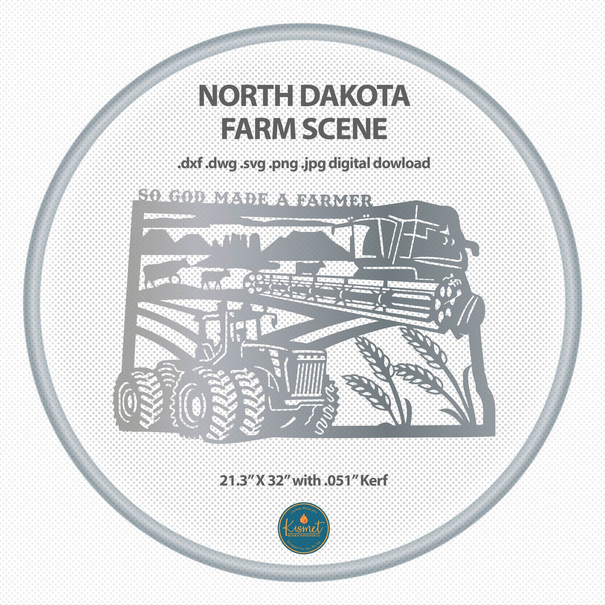 North Dakota So God Made a Farmer Sign DXF/SVG design preview with file details (photo 2)