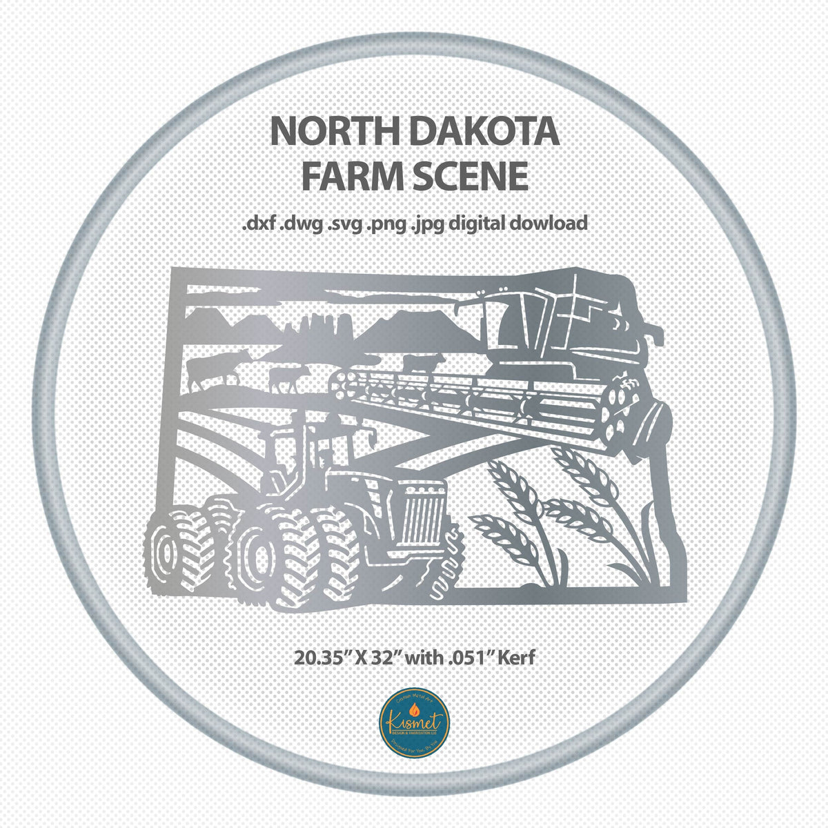 North Dakota Farm Scene Sign, No Lettering DXF/SVG design preview with file details (photo 2)