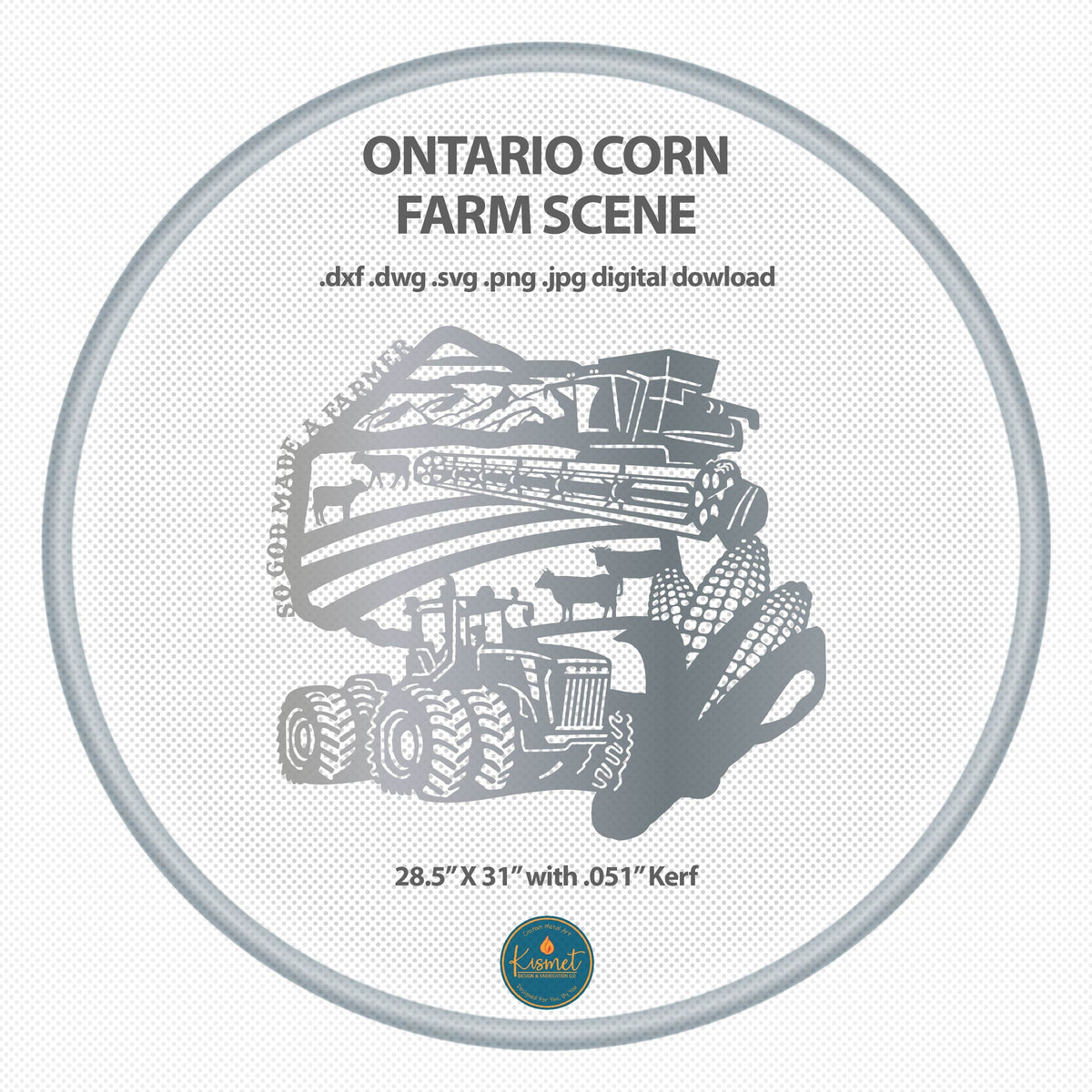 Ontario Corn So God Made a Farmer Sign DXF/SVG design preview with file details (photo 2)