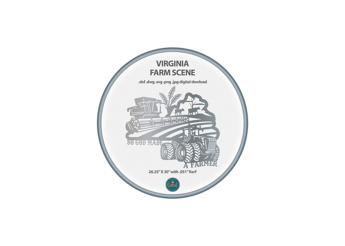 Virginia So God Made a Farmer Sign DXF/SVG design preview with file details