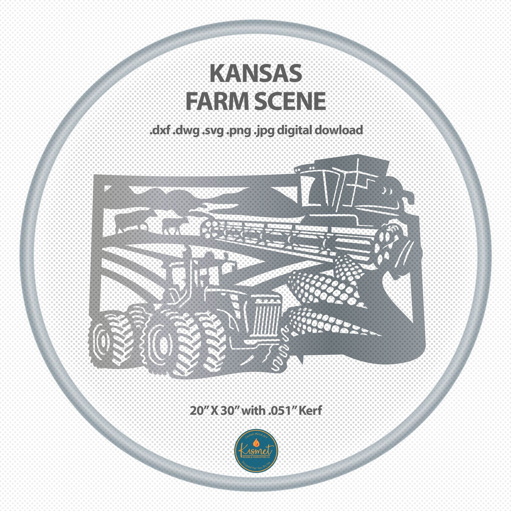 Kansas Farm Scene Sign, No Lettering DXF/SVG design preview with file details (photo 2)