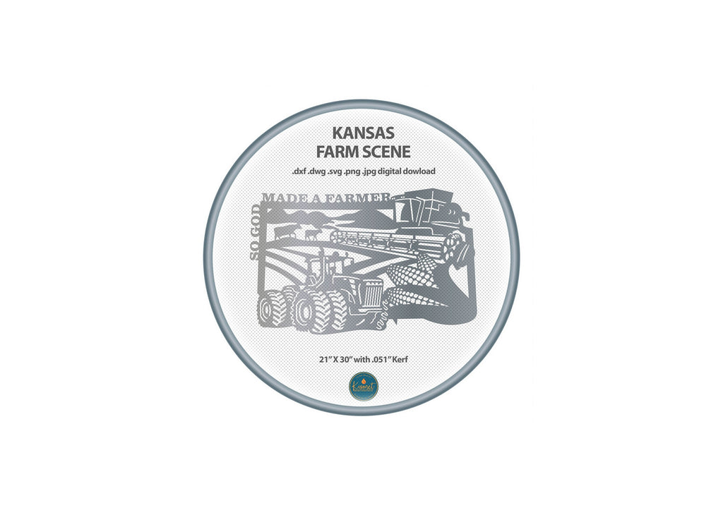 Kansas So God Made a Farmer Sign DXF/SVG design preview with file details