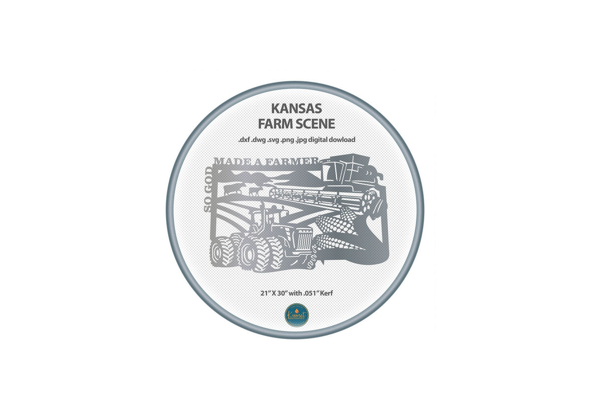 Kansas So God Made a Farmer Sign DXF/SVG design preview with file details