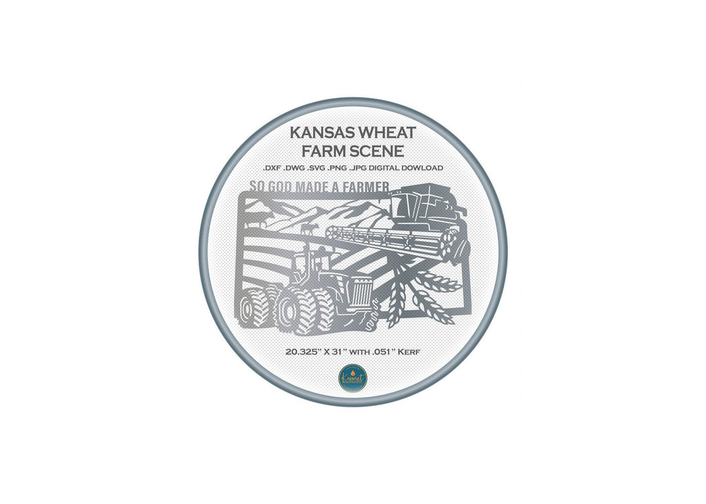 Kansas Wheat Rectangle So God Made a Farmer Sign DXF/SVG design preview with file details