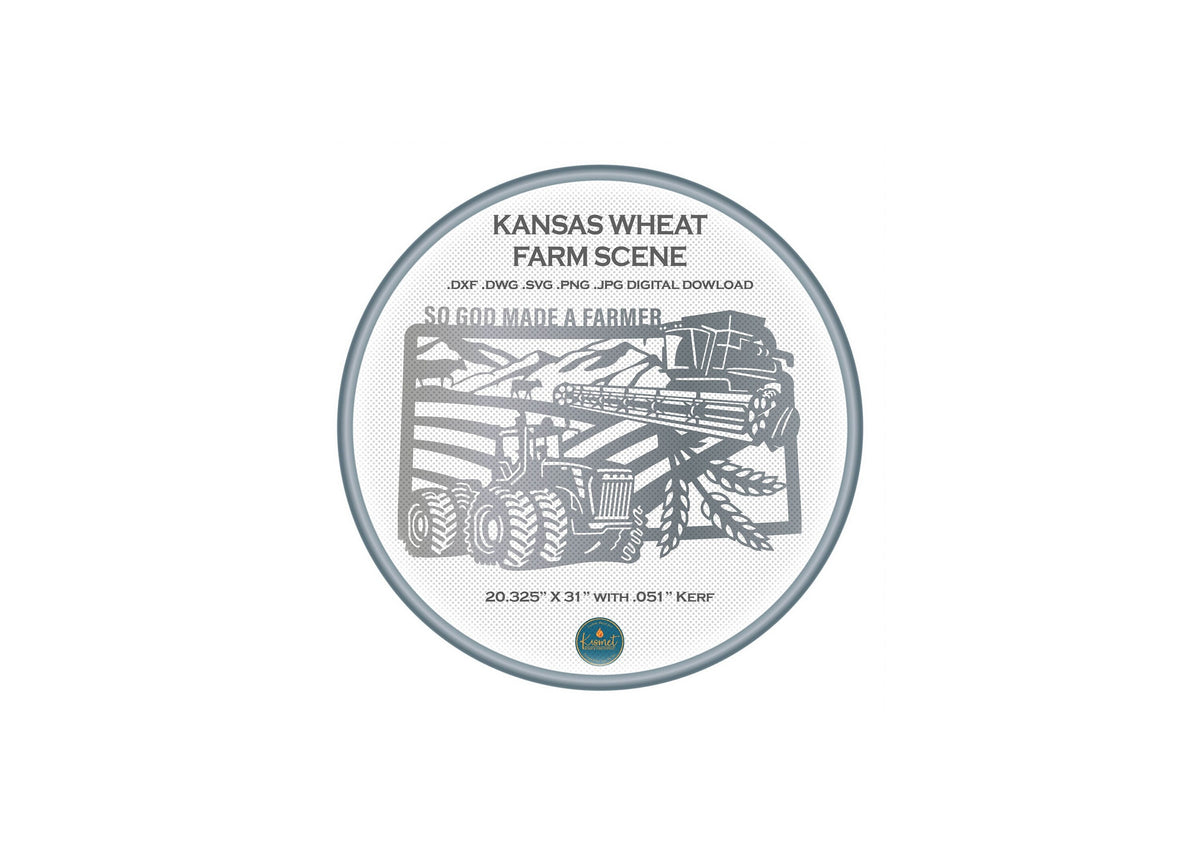 Kansas Wheat Rectangle So God Made a Farmer Sign DXF/SVG design preview with file details