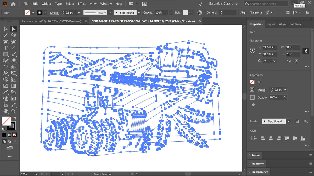 Kansas Wheat Rectangle Farm Scene Sign, No Lettering vector paths in design software