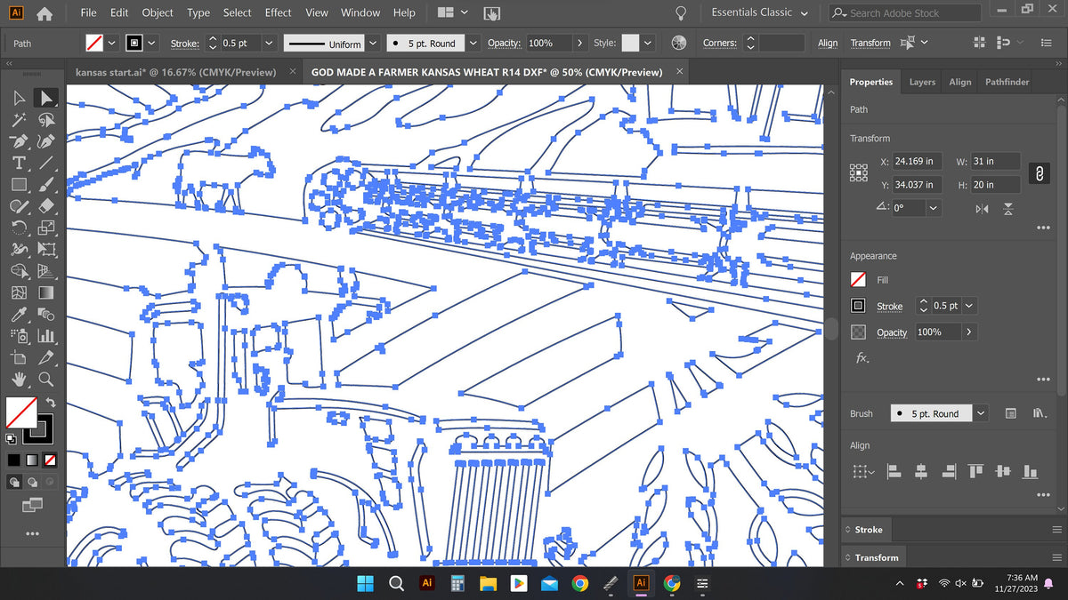 Kansas Wheat Rectangle Farm Scene Sign, No Lettering vector paths in design software (photo 5)