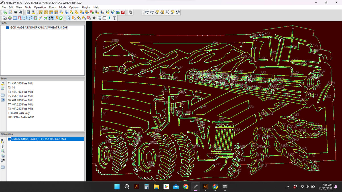 Kansas Wheat Rectangle Farm Scene Sign, No Lettering vector paths in design software (photo 8)