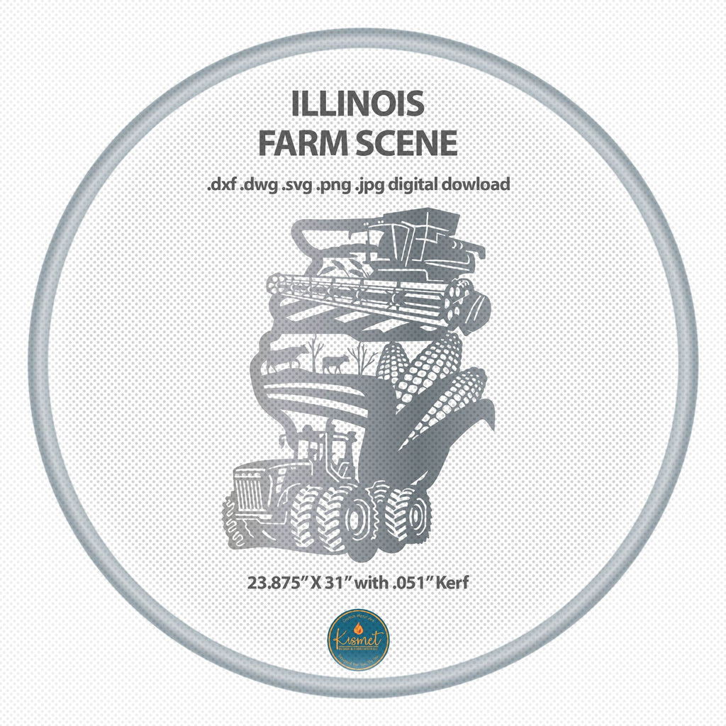 Illinois Farm Scene Sign, No Lettering DXF/SVG design preview with file details (photo 2)