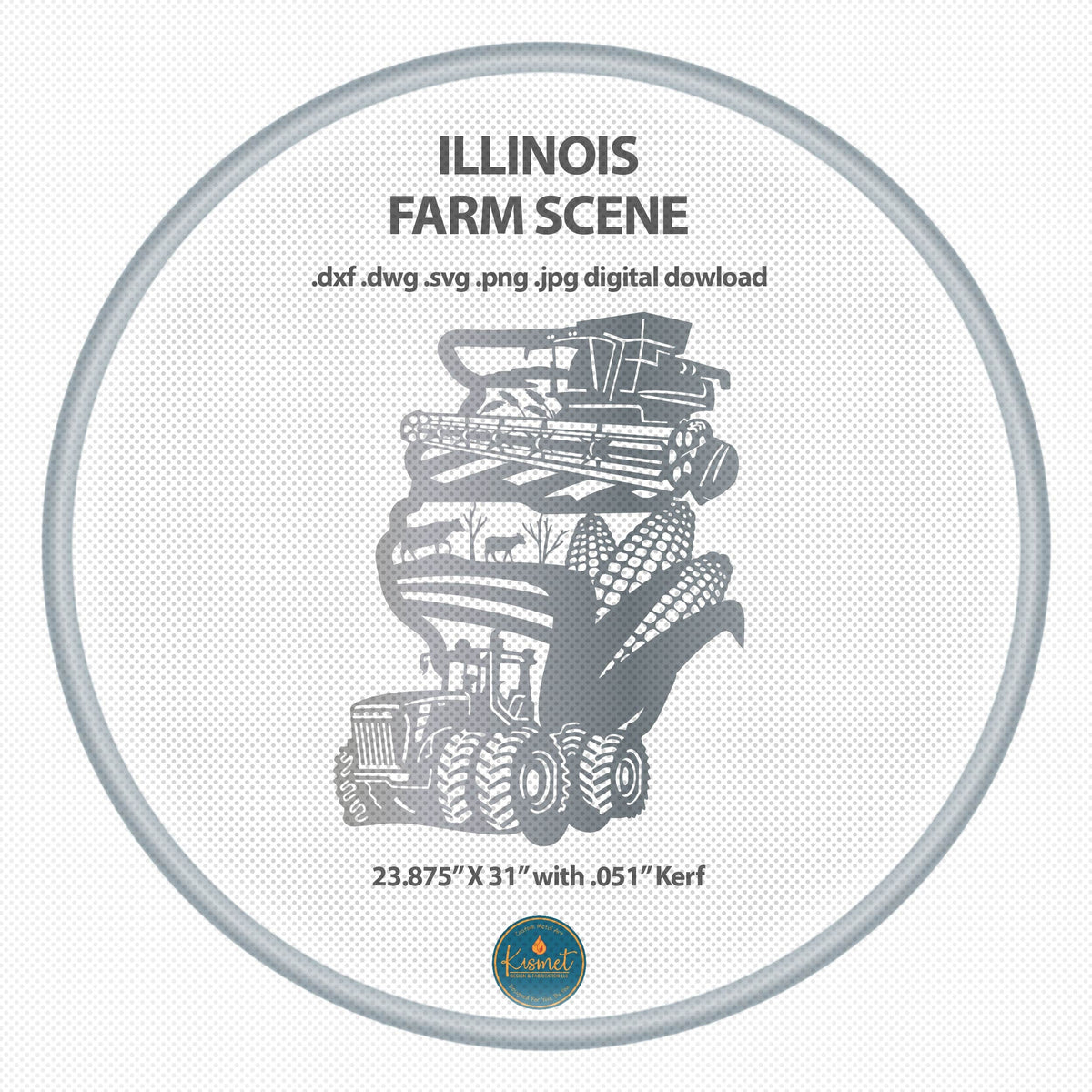 Illinois Farm Scene Sign, No Lettering DXF/SVG design preview with file details (photo 2)