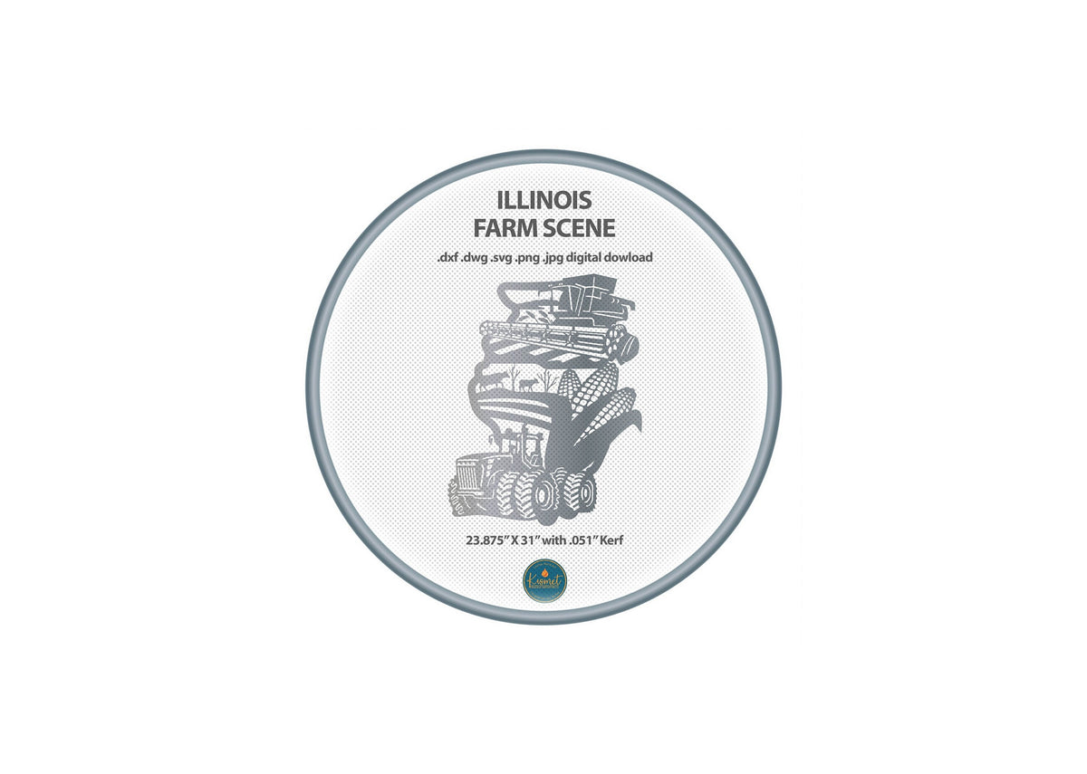 Illinois Farm Scene Sign, No Lettering DXF/SVG design preview with file details