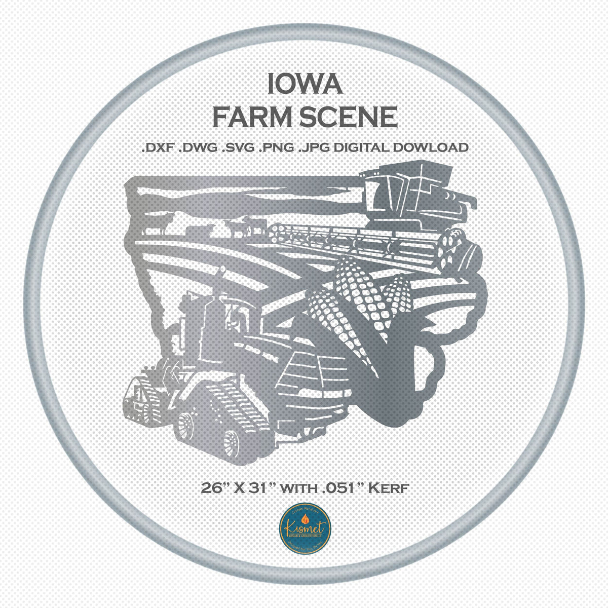 Iowa Tracked Tractor Farm Scene Sign, No Lettering DXF/SVG design preview with file details (photo 3)
