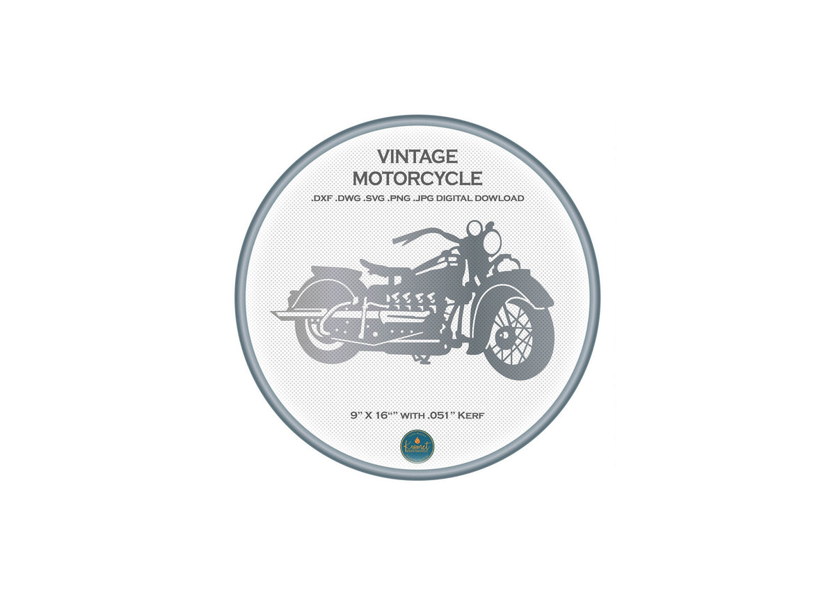 Vintage Motorcycle DXF/SVG design preview with file details