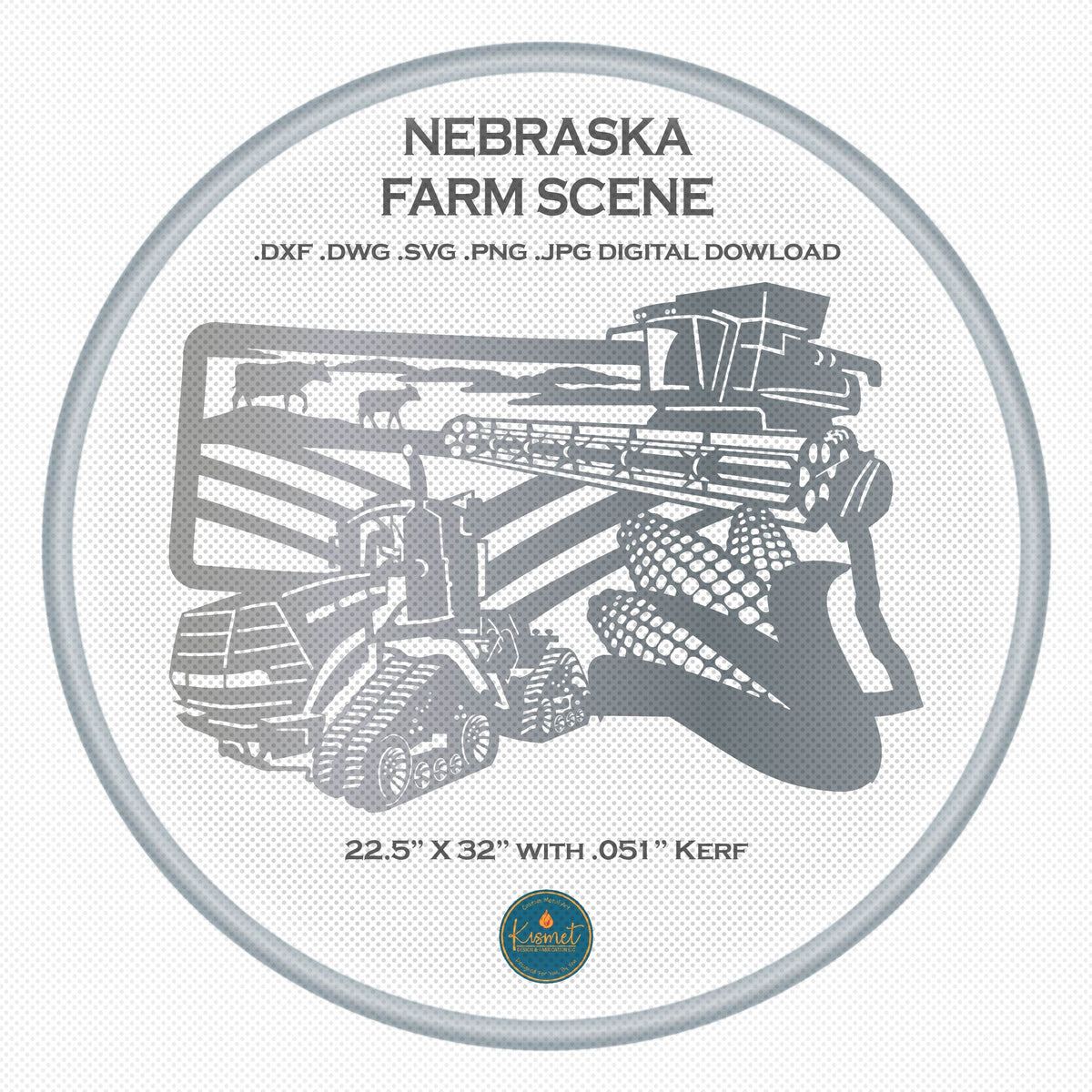 Nebraska Farm Scene Sign, No Lettering DXF/SVG design preview with file details (photo 2)