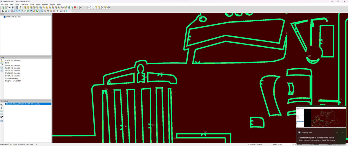 W900 Semi Truck Profile vector paths in design software (photo 7)