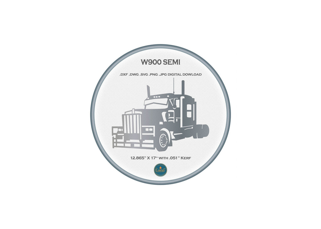 W900 Semi Truck Profile DXF/SVG design preview with file details