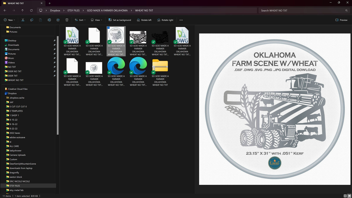Oklahoma Wheat Farm Scene Sign, No Lettering vector paths in design software