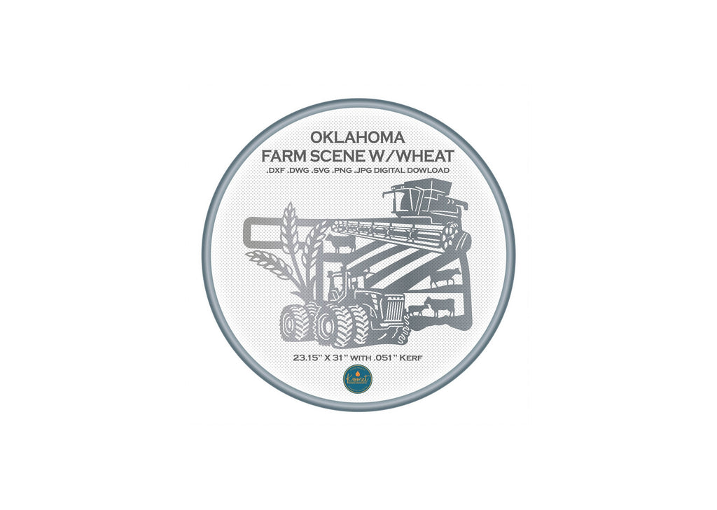 Oklahoma Wheat Farm Scene Sign, No Lettering DXF/SVG design preview with file details