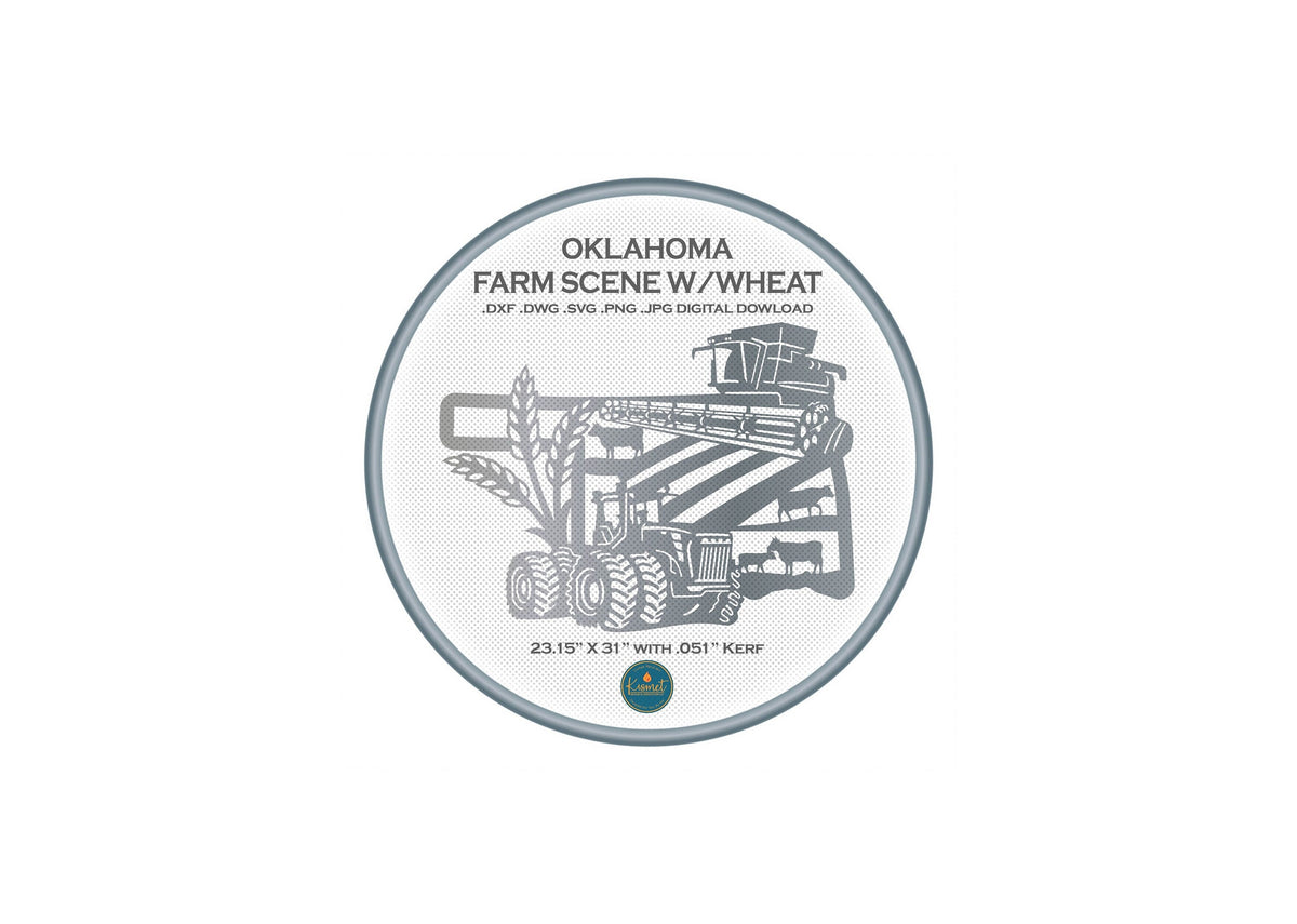 Oklahoma Wheat Farm Scene Sign, No Lettering DXF/SVG design preview with file details