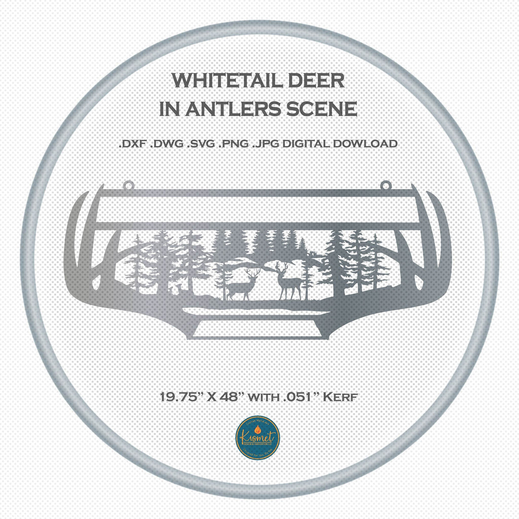 Whitetail Deer Antler Forest DXF/SVG design preview with file details (photo 6)